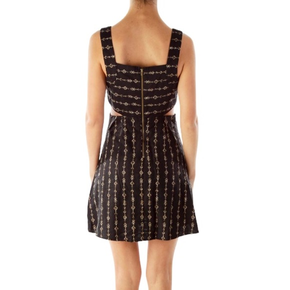 NWT Urban Outfitters Ecote Cut Out A-Line Mini Dress in Black Print Sz 4 - Picture 2 of 16
